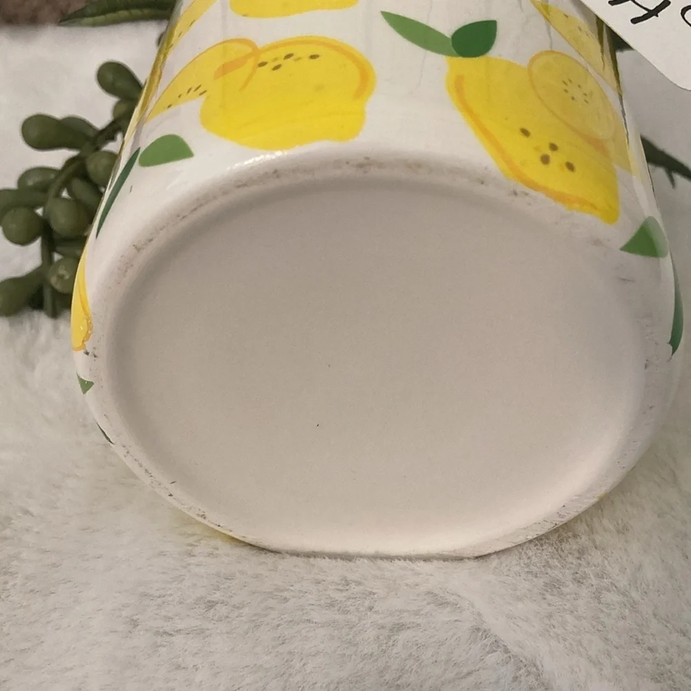 Ceramic Lemon Planter with Faux Succulents